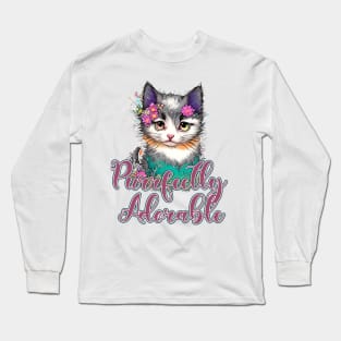 Cute Kitten, "Purrfectly Adorable" Long Sleeve T-Shirt